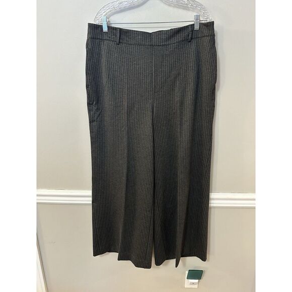 Pants - Jones & Co Stretch Wide Leg Womens Pants 1X‎  Striped Grey  Pockets High Rise